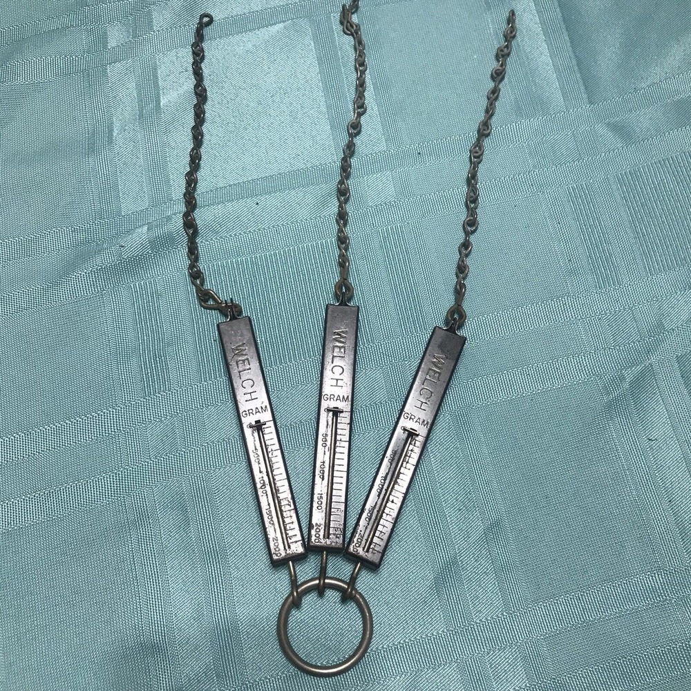 Vintage WELCH Hanging Spring Scale _ 0 to 2000 Grams Set Of‎ 3